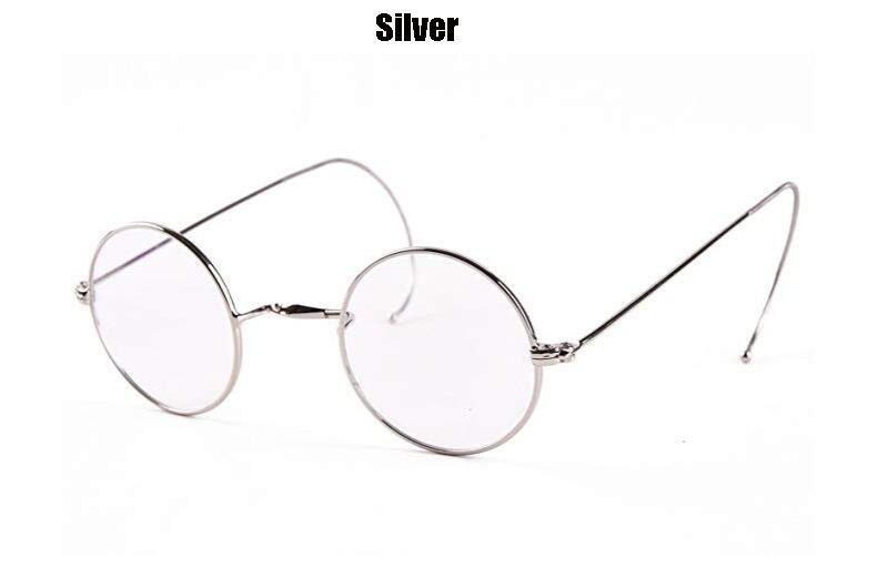Round Optical Wire Rim Eyeglasses Metal Frame with Cable Temples Wrap Around Ears