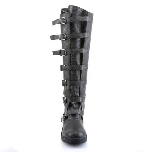 Men's Pull-On Multi-Buckled Strap Knee High Boots Medieval Knight Pirate Warrior Boots Renaissance Cosplay Stage Boots
