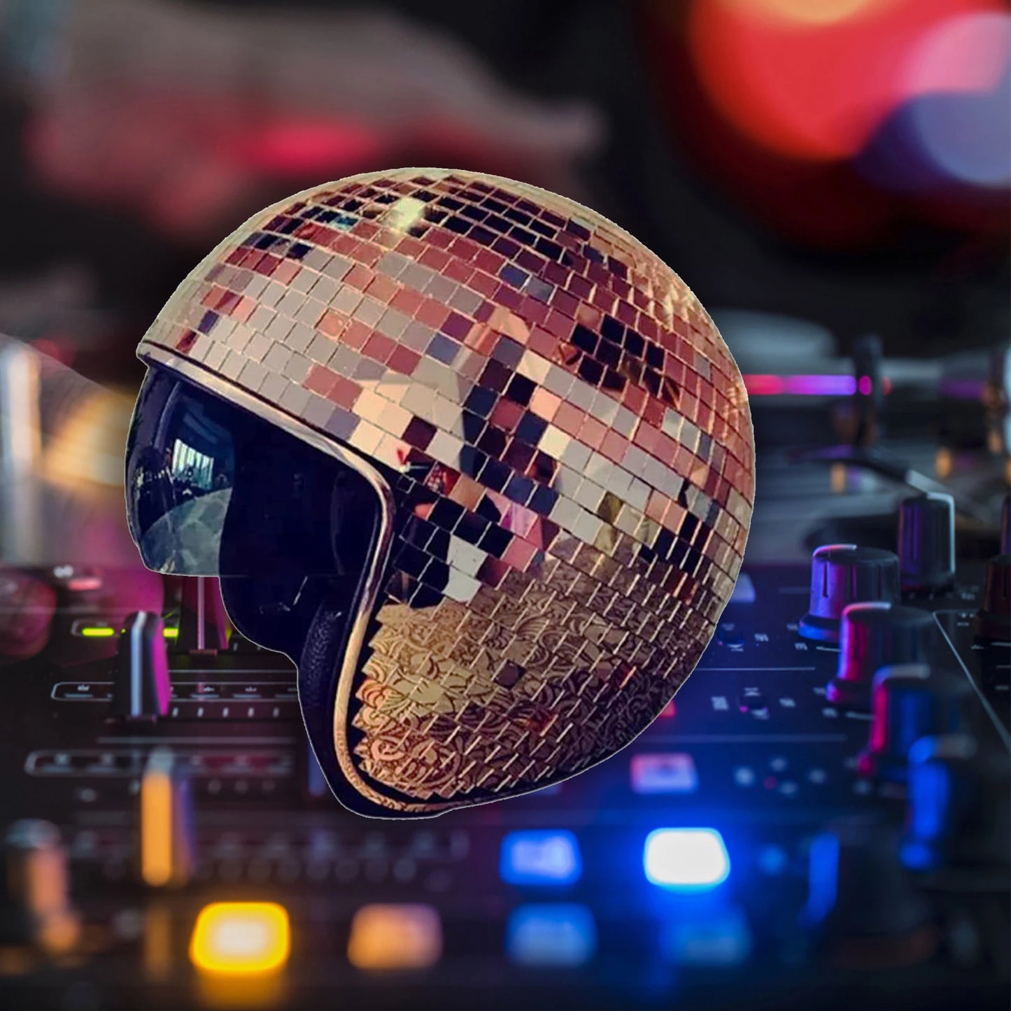 Disco Ball Helmet with Retractable Visor for Nightclub Cool Props