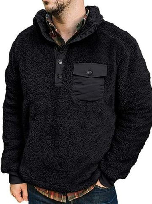 Romanado Fleece Jacket Plain Button Pocket Top