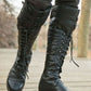 Men's Medieval Knee High Boots Cross Strap Lace Up Shoes Flat Cool Moto Boots Fall Winter Tall Renaissance Boots