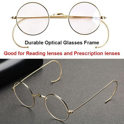 Vintage Round Optical Wire Rim Eyeglasses Metal Frame with Cable Temples Wrap Around Ears