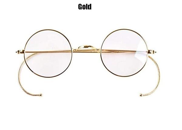 Vintage Round Optical Wire Rim Eyeglasses Metal Frame with Cable Temples Wrap Around Ears