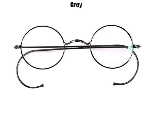 Round Optical Wire Rim Eyeglasses Metal Frame with Cable Temples Wrap Around Ears