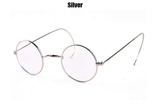 Vintage Round Optical Wire Rim Eyeglasses Metal Frame with Cable Temples Wrap Around Ears