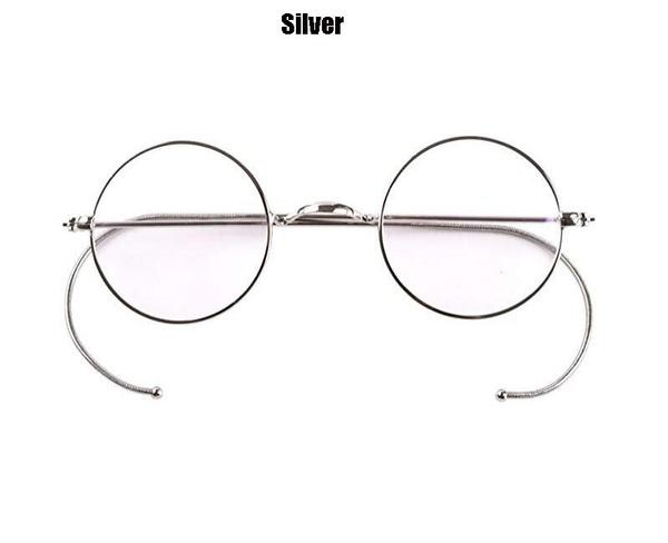 Vintage Round Optical Wire Rim Eyeglasses Metal Frame with Cable Temples Wrap Around Ears