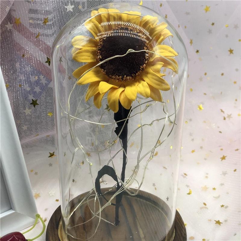 Flower Lamp Sunflower Eternal with Glass Girls Birthday Valentine's Day Mother's Day Gifts