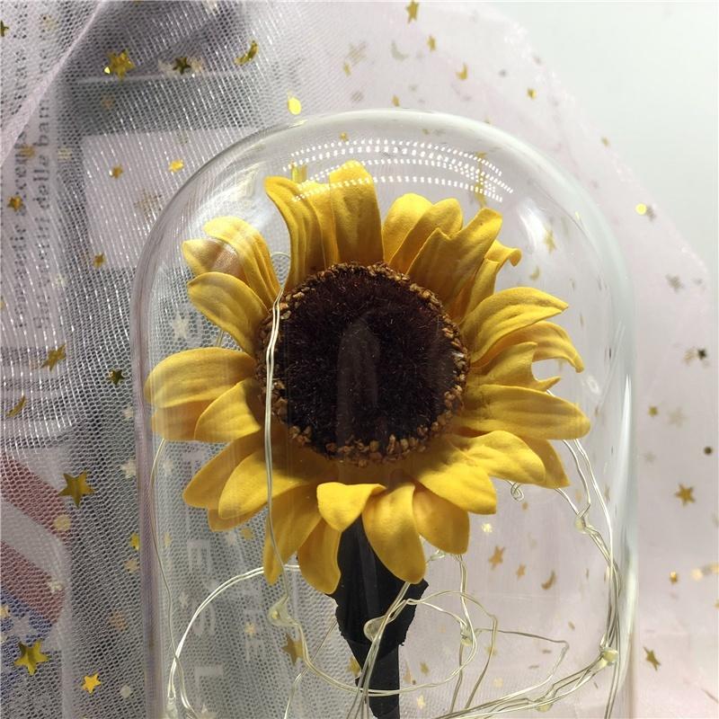 Flower Lamp Sunflower Eternal with Glass Girls Birthday Valentine's Day Mother's Day Gifts