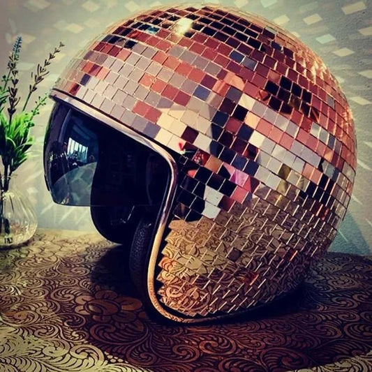 Disco Ball Helmet with Retractable Visor for Nightclub Cool Props