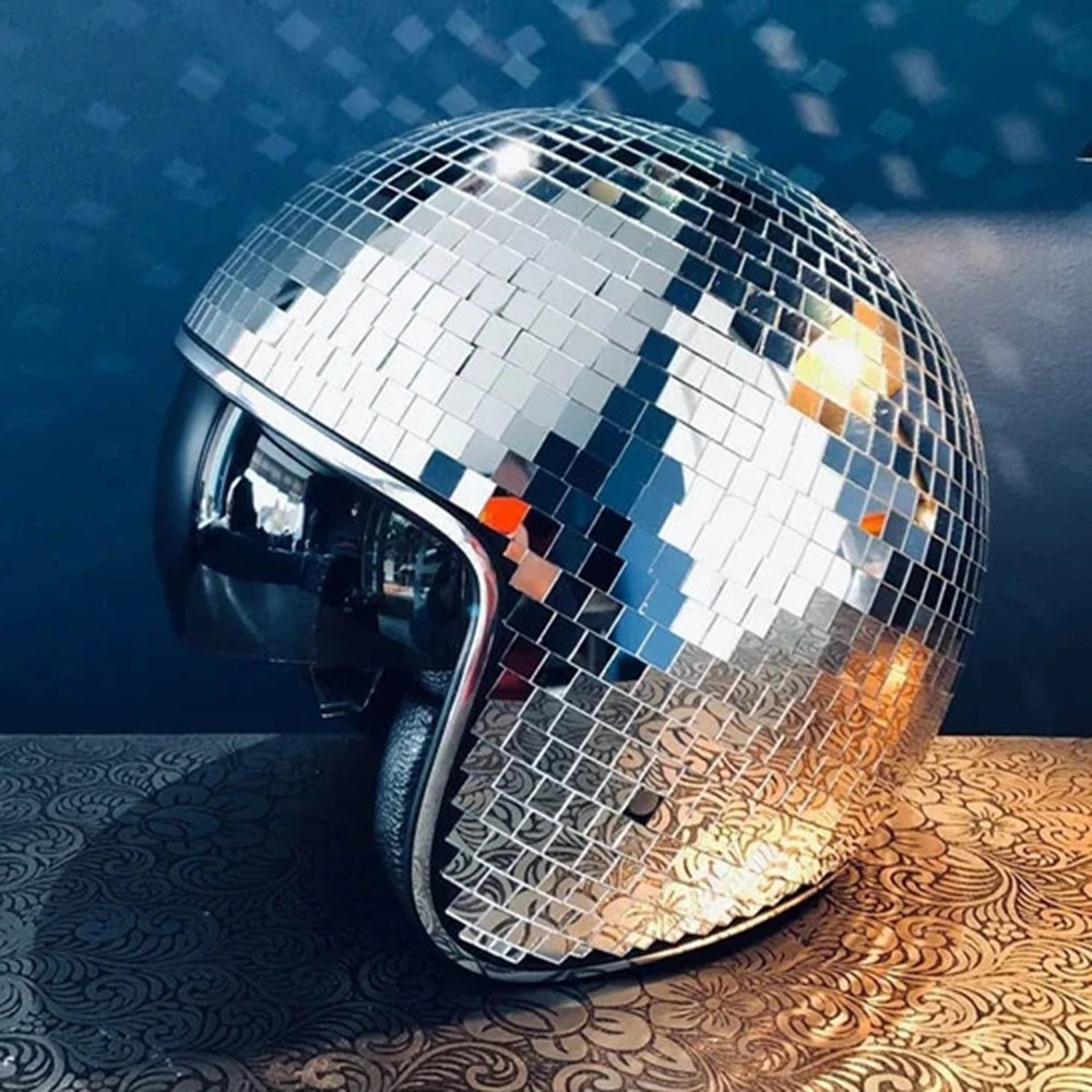 Disco Ball Helmet with Retractable Visor for Nightclub Cool Props