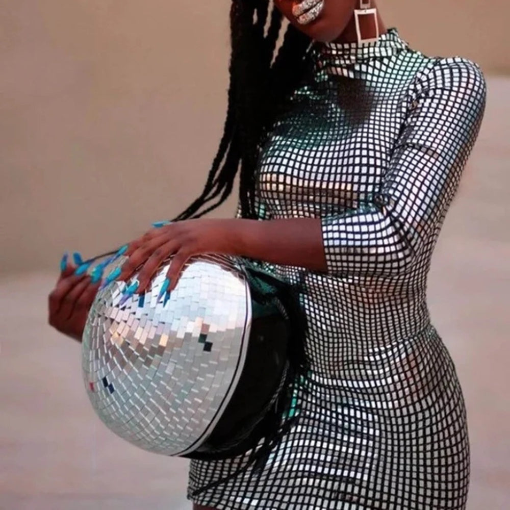 Disco Ball Helmet with Retractable Visor for Nightclub Cool Props