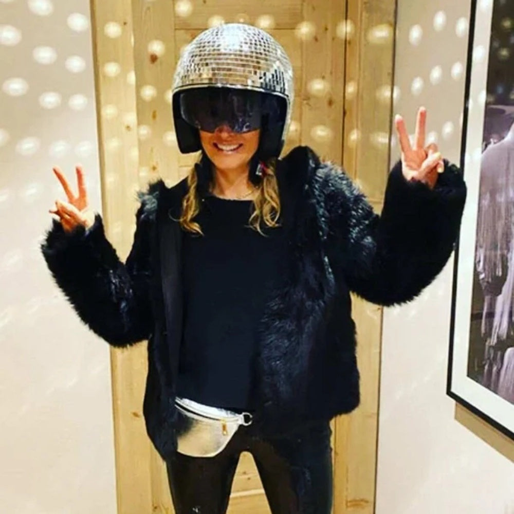 Disco Ball Helmet with Retractable Visor for Nightclub Cool Props