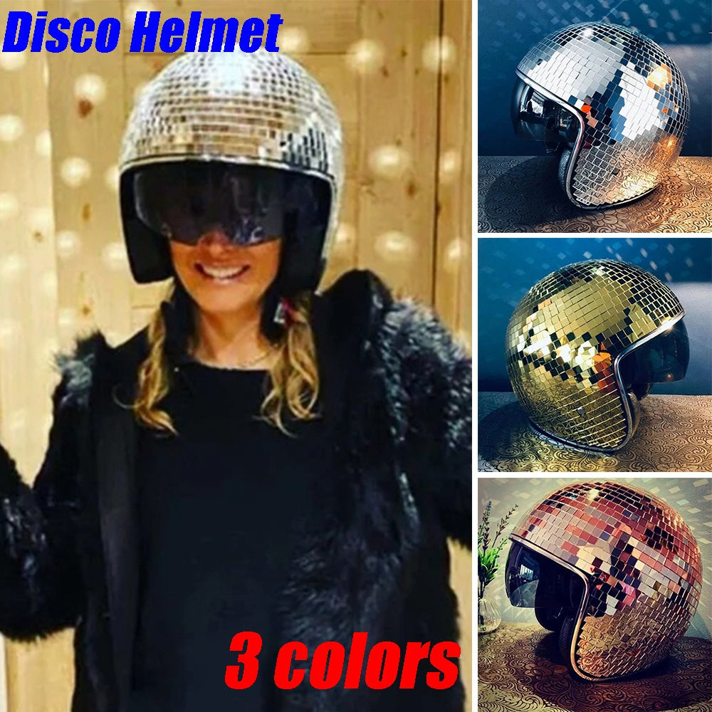 Disco Ball Helmet with Retractable Visor for Nightclub Cool Props