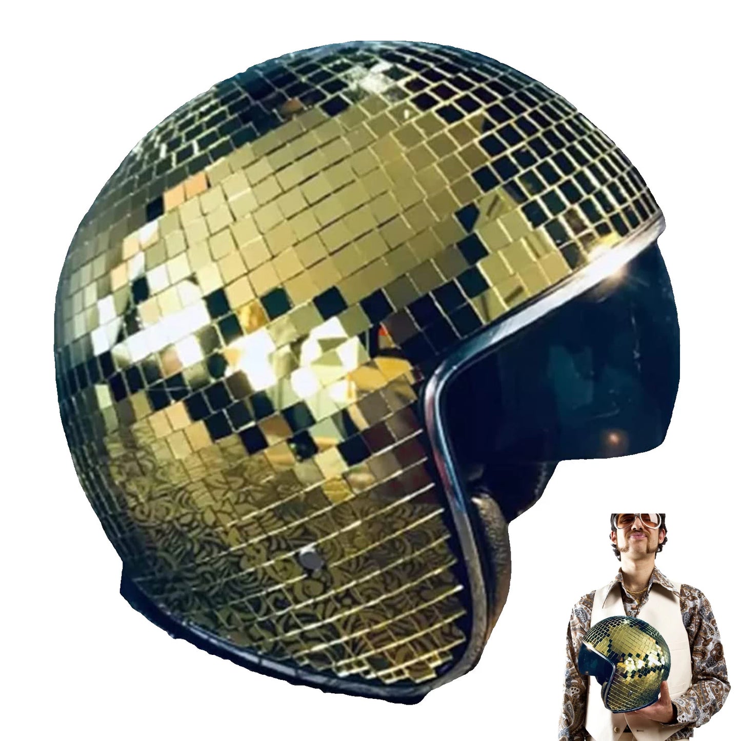 Disco Ball Helmet with Retractable Visor for Nightclub Cool Props