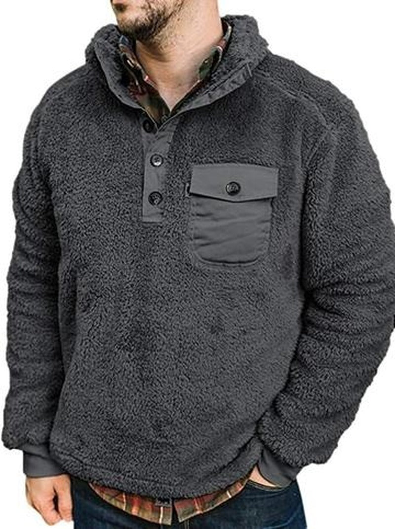 Romanado Fleece Jacket Plain Button Pocket Top